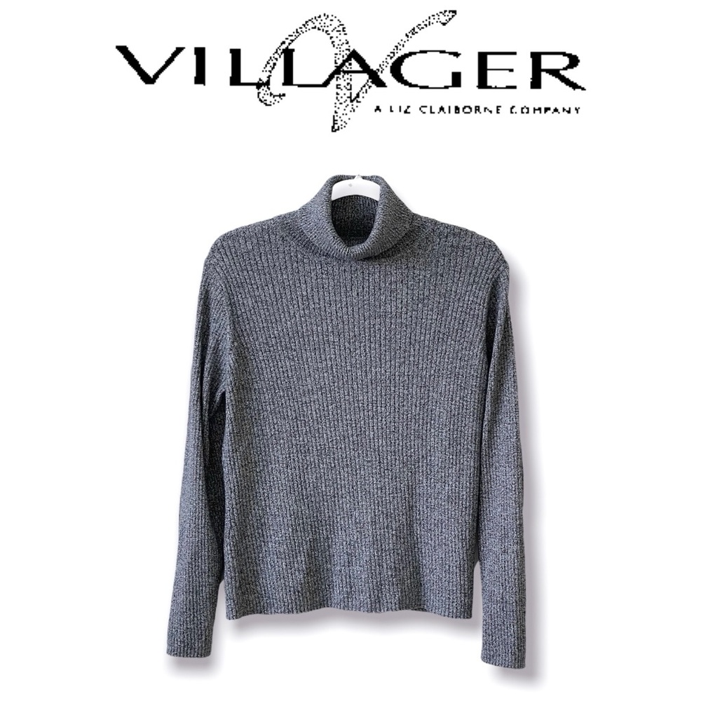 LIZ CLAIBORNE Turtle Neck Knit Sweater 100% Cotton Long Sleeve Stretch